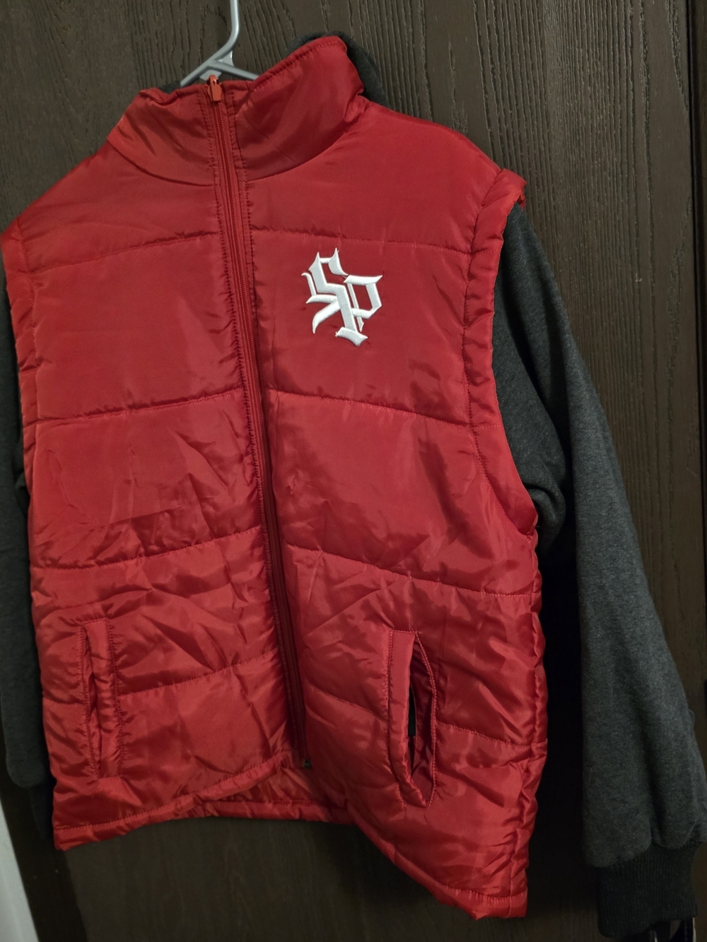 South Pole Red Quilted Puffer Vest with White SP Logo